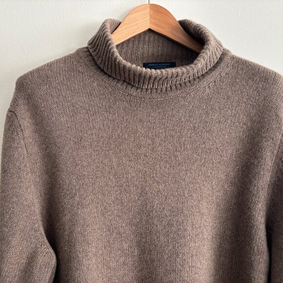 $595 PATRICK ASSARAF Light Brown/ Taupe Turtleneck Cashmere Sweater Italy -Large - Picture 2 of 6